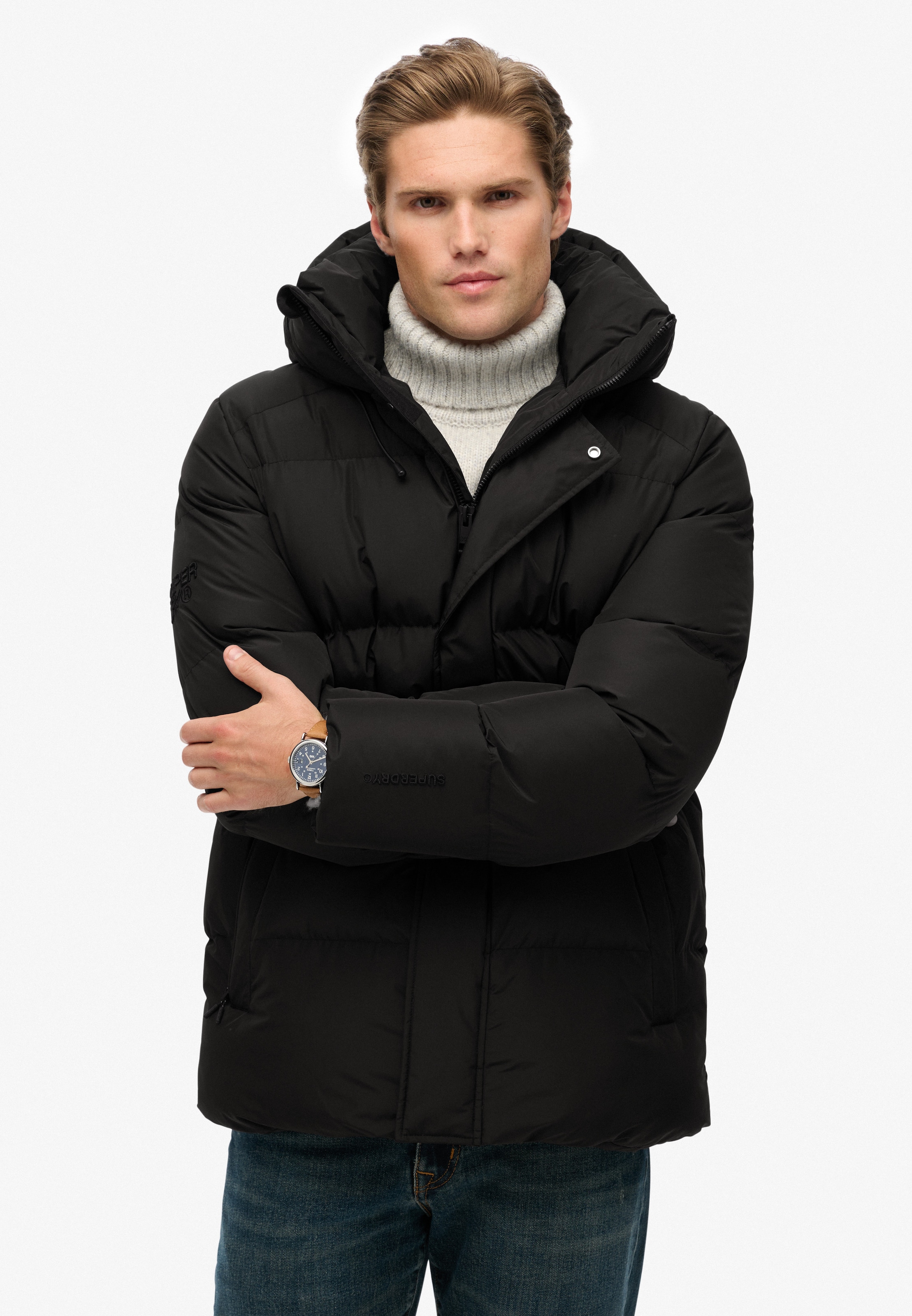 Superdry Steppjacke »HOODED 5 BAFFLE SPORTS PUFFER« mit Kapuze