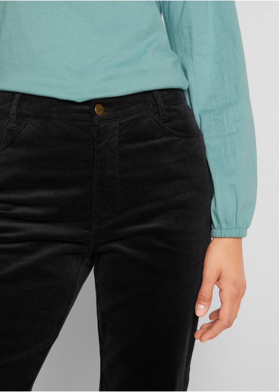 Pantalon évasé en velours côtelé extensible avec taille haute confortable