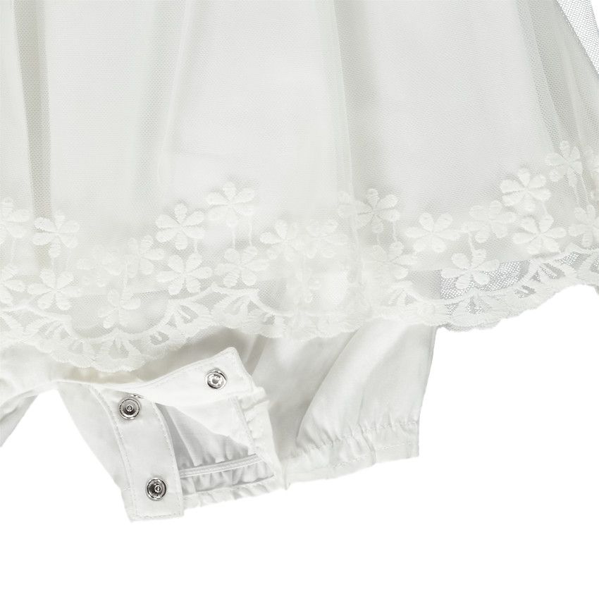 Combinaison courte de cérémonie effet 2 en 1 pour bébé fille - Ecru