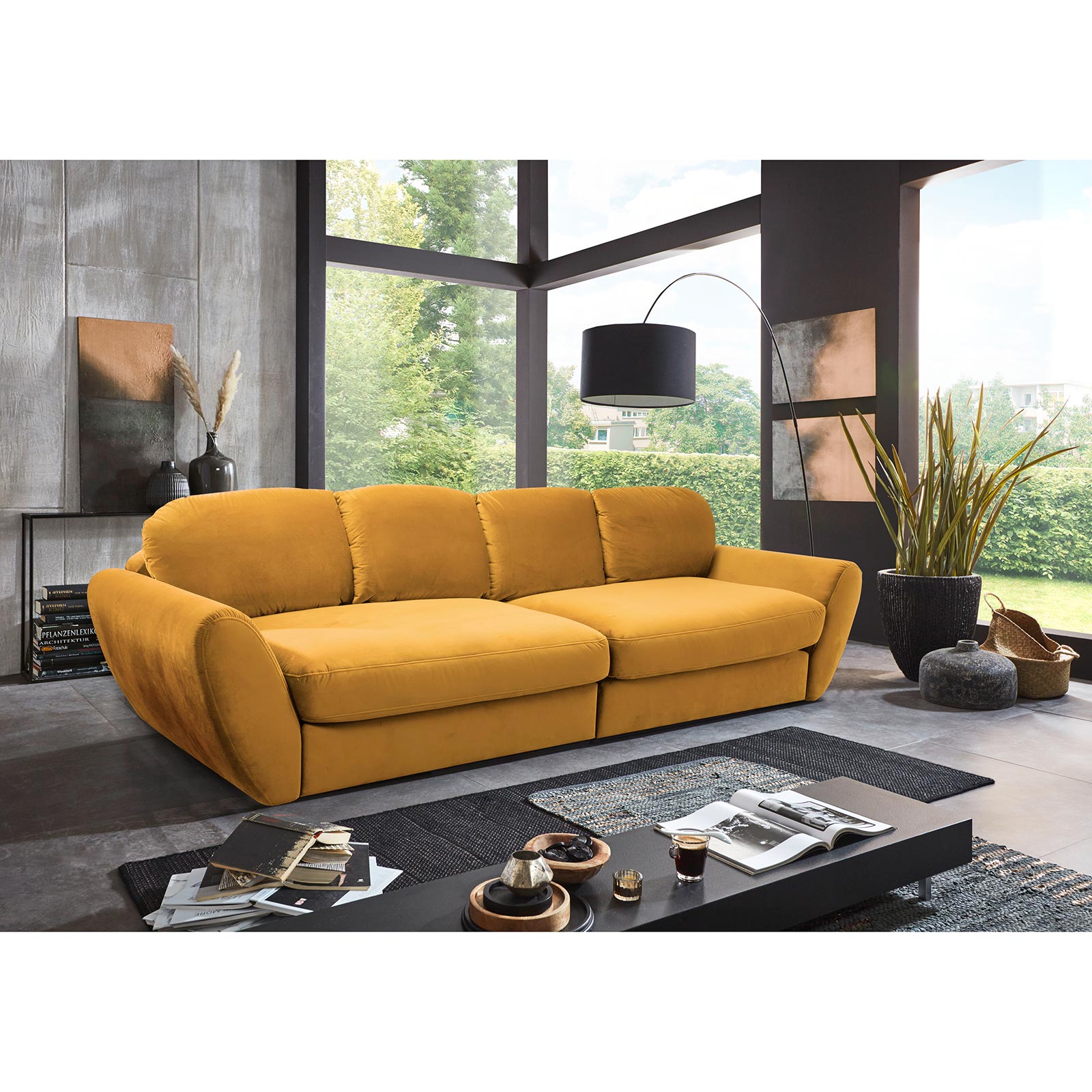 Big Sofa - gold - Samtstoff