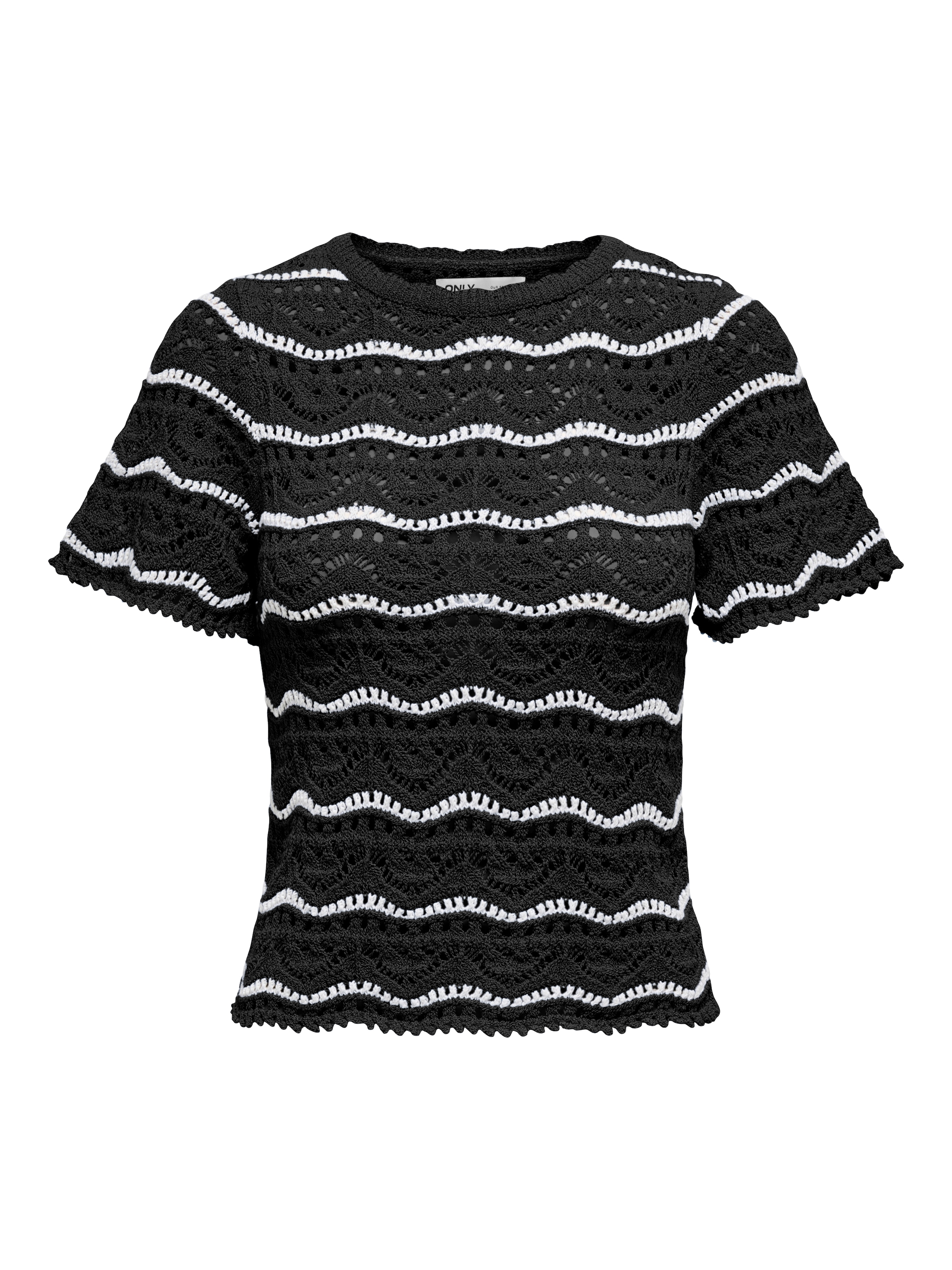 ONLY Kurzarmpullover »ONLANNASOFIA LIFE SS STRIPE O-NECK KNT«