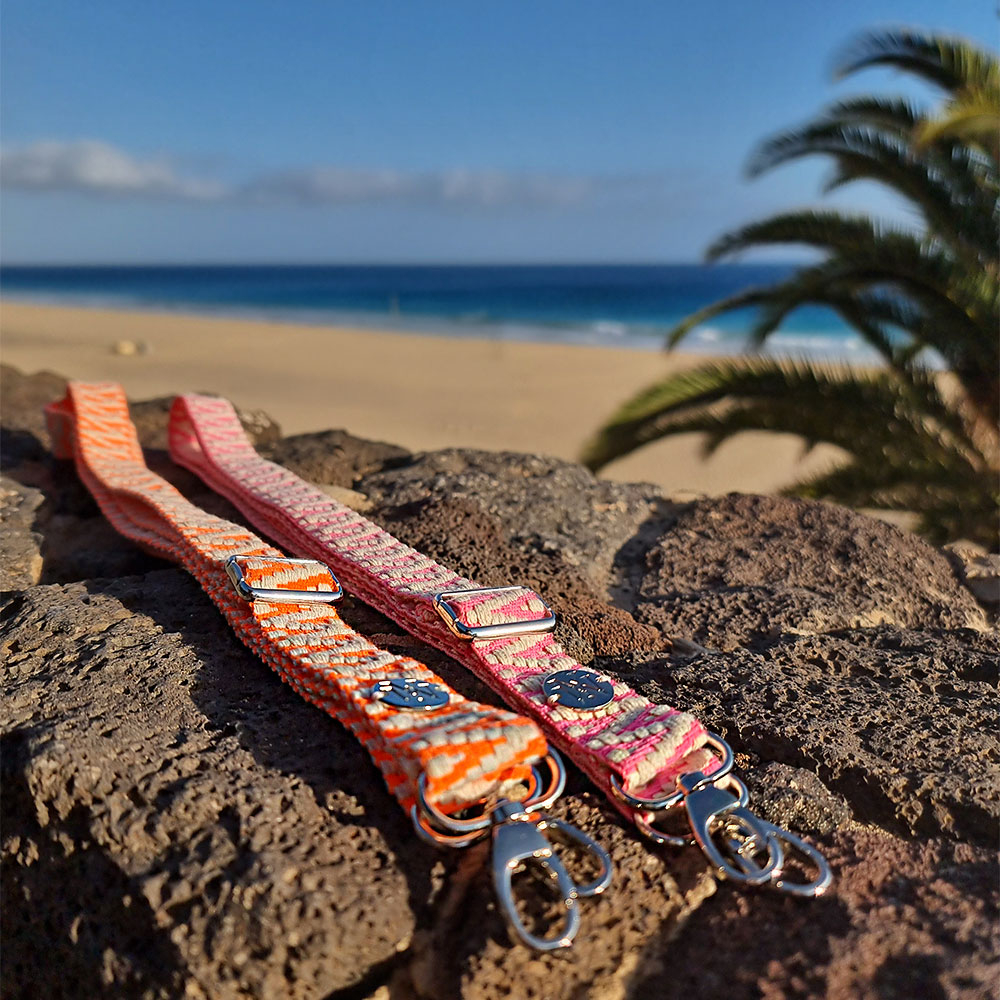 Handyband Handgemachtes Umhängeband für Handyhüllen Aztec Gold - Ecru / Fluo Orange Assos