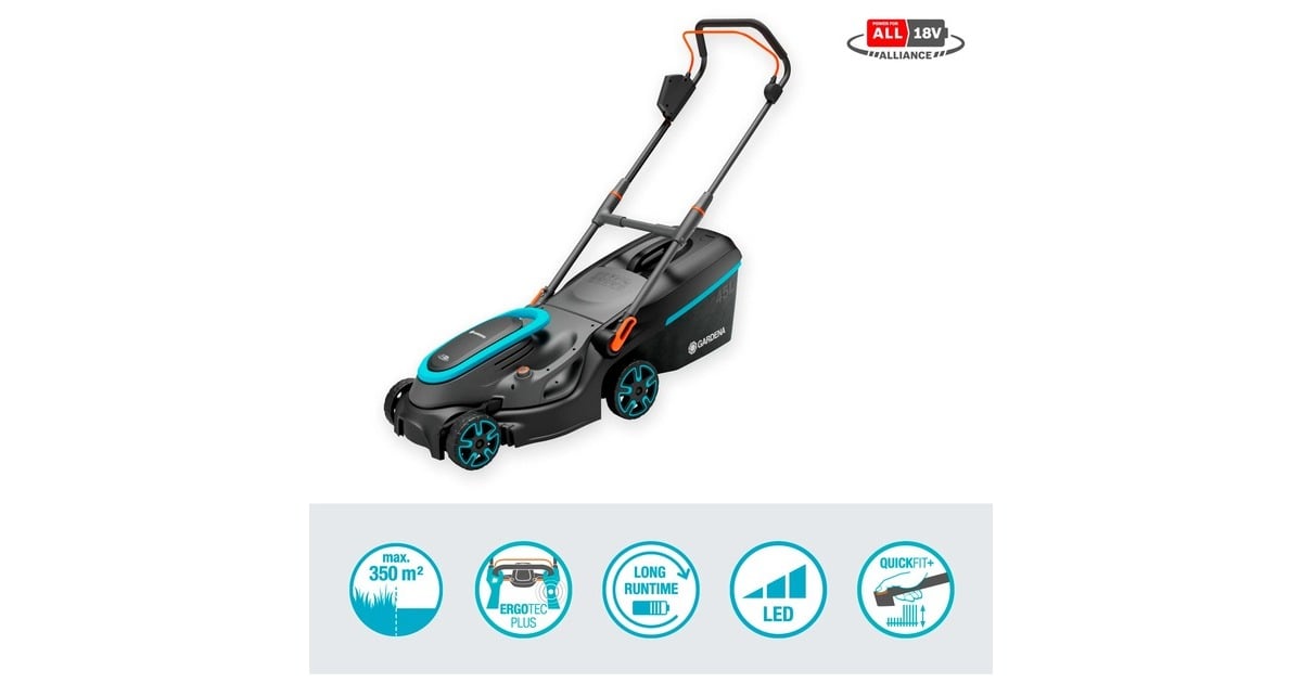 GARDENAAccugrasmaaier PowerMax 37/36V P4A Set  (Zwart/grijs, 2x Li-Ion Accu 4,0Ah, POWER FOR ALL ALLIANCE)