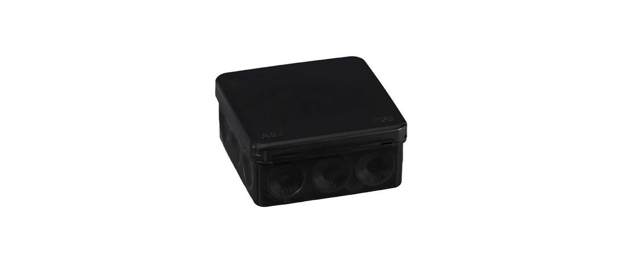 Abzweigdose Ensto AP, nass IP55, Schwarz 80 x 80 x 35 mmAufputz Nass-Abzweigdose IP55 mit 10 Einführungen