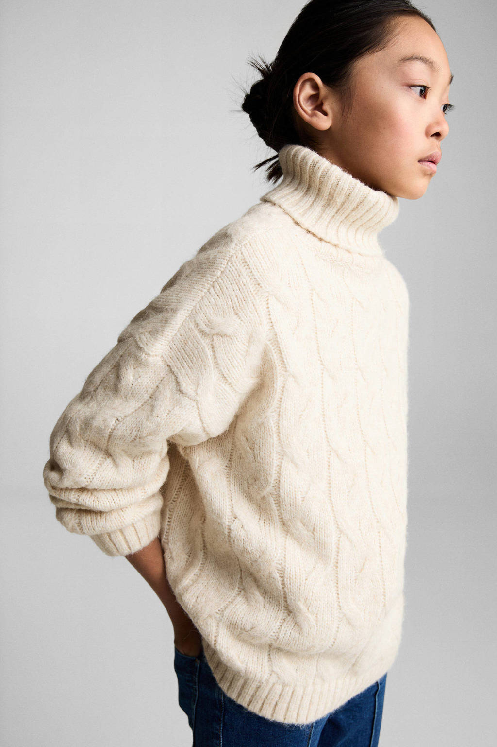 Mango Kids coltrui beige met kabels