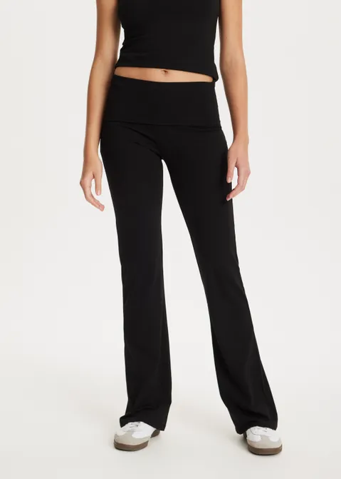 Flare legging met vouwband zwart (ZWART)