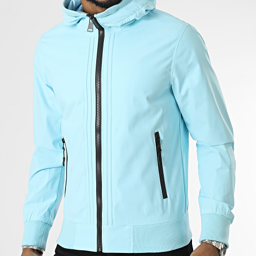 Veste Zippée A Capuche Bleu Clair