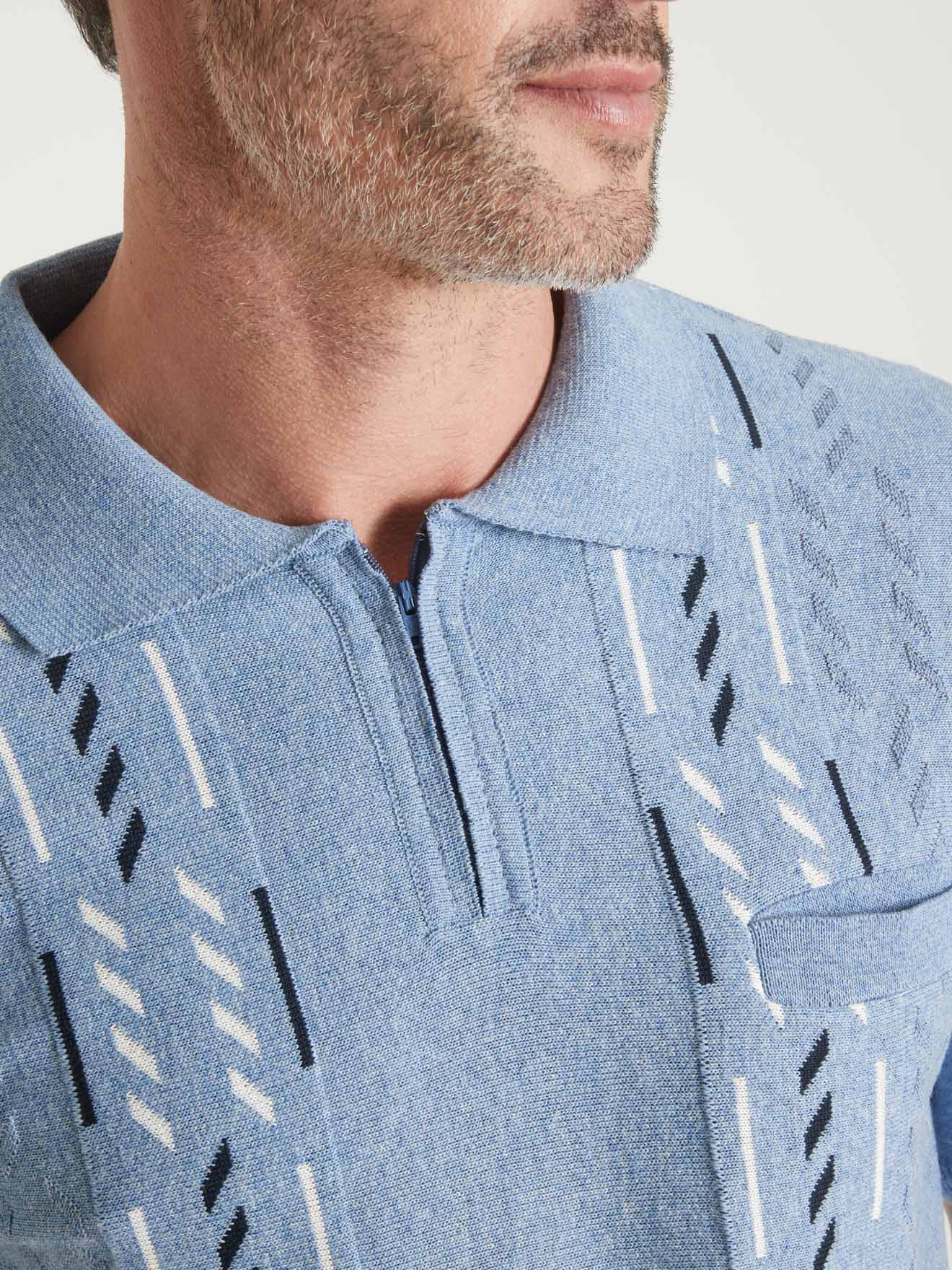 Pull col polo zippé manches courtes