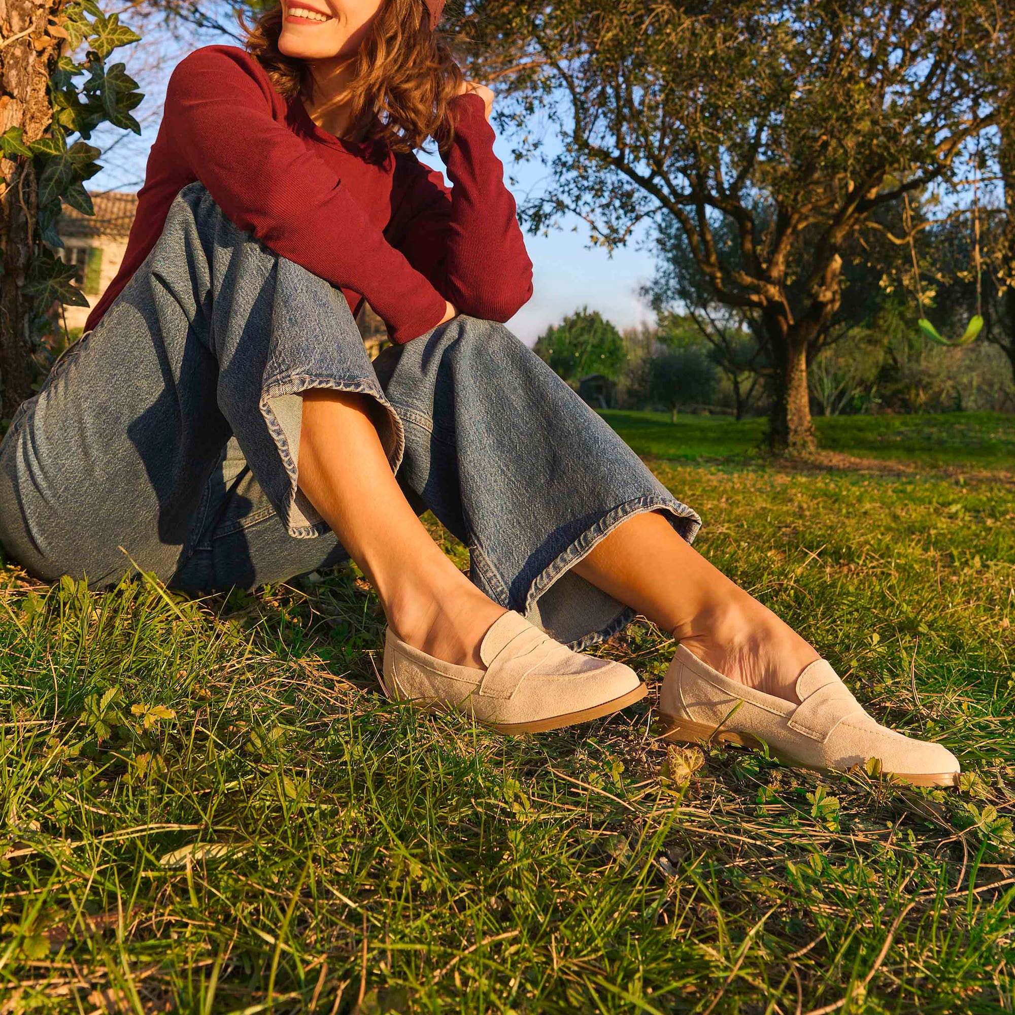 Mocassins Femme en cuir beige