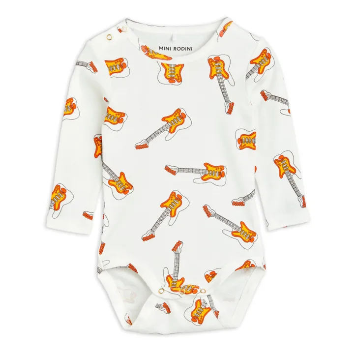 Mini Rodini Body Coton Bio Guitare | Blanc