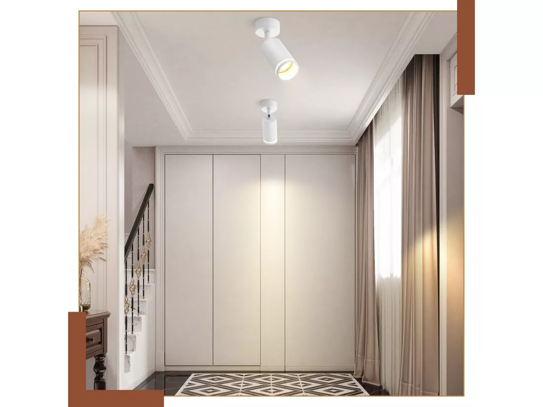 NETTLIFE Spot de plafond blanc 1 ampoulemoderne GU10 orientables intérieur métal