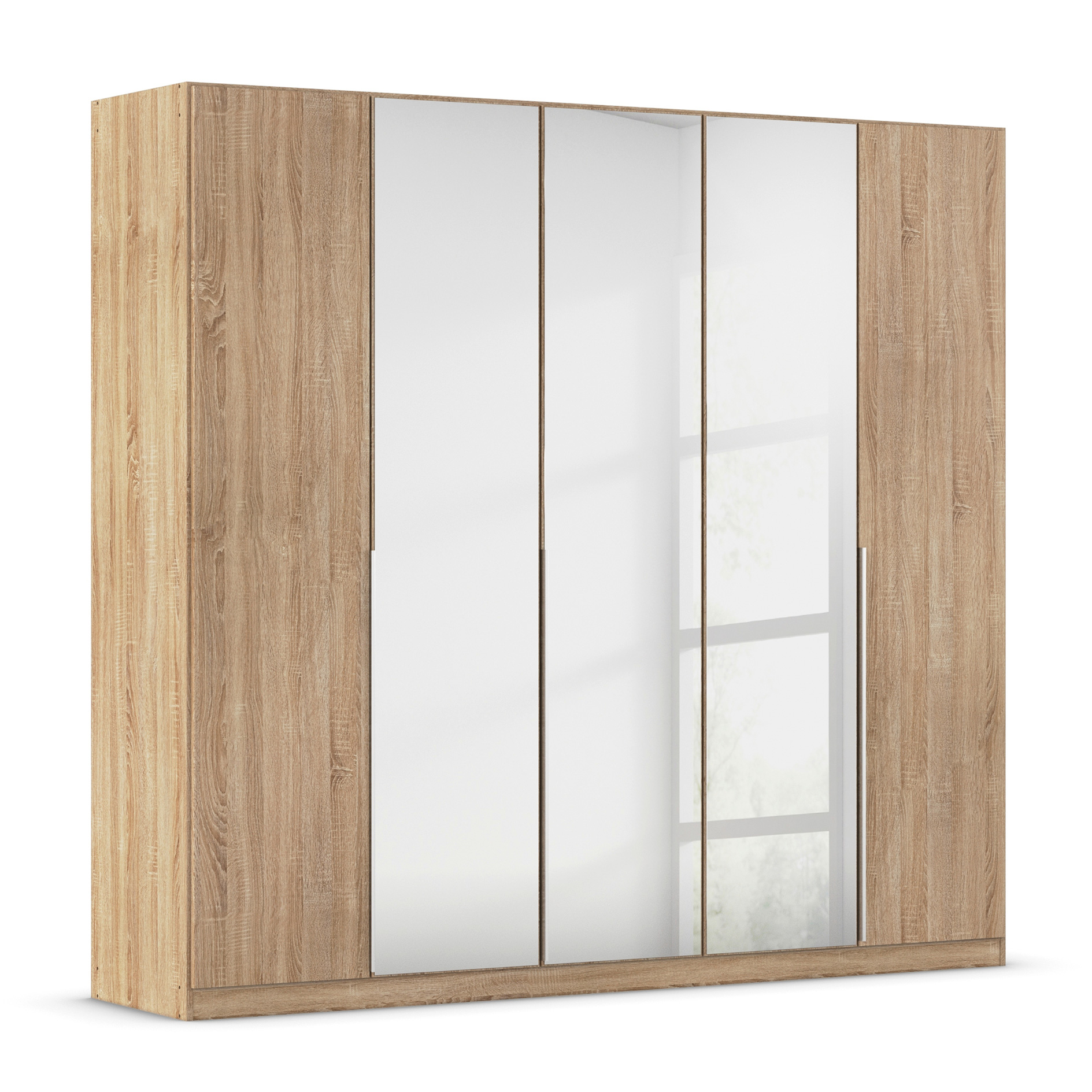 Drehtürenschrank - Sonoma Eiche - Kristallglasspiegel - 5-türig - 226x210 cm