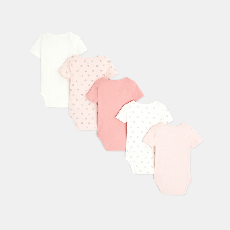 Body manches courtes col US (lot de 5) rose naissance