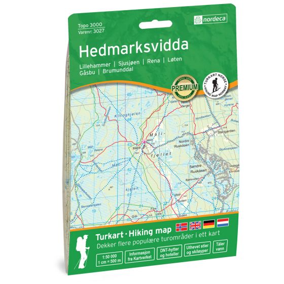 Turkart, Hedmarksvidda<br>Dekker populære turområder med uthevet turinformasjon!
