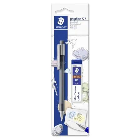 STAEDTLER® graphite 777 Druckbleistift 05 + Minen, 1 Stück, 3-fach sortiert
