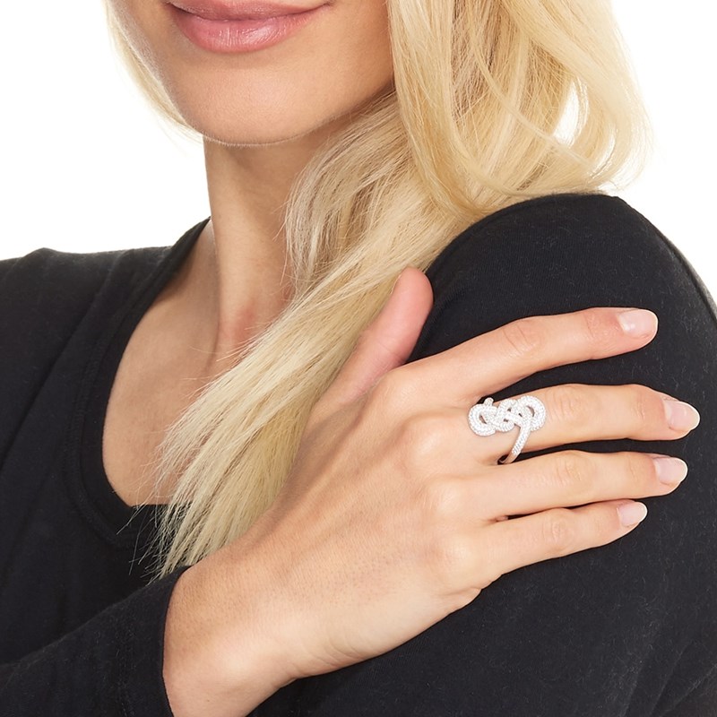 Bague Argent Motif Noeud Scintillant Rhodié