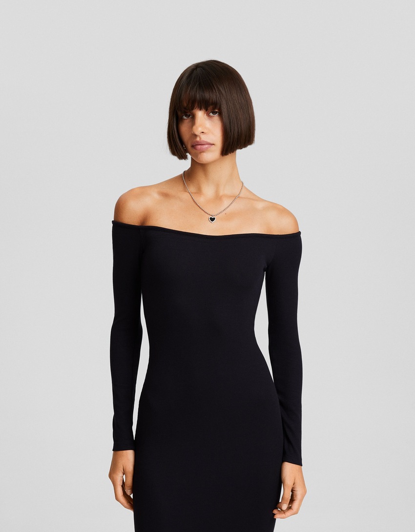 Vestido longo com mangas compridas