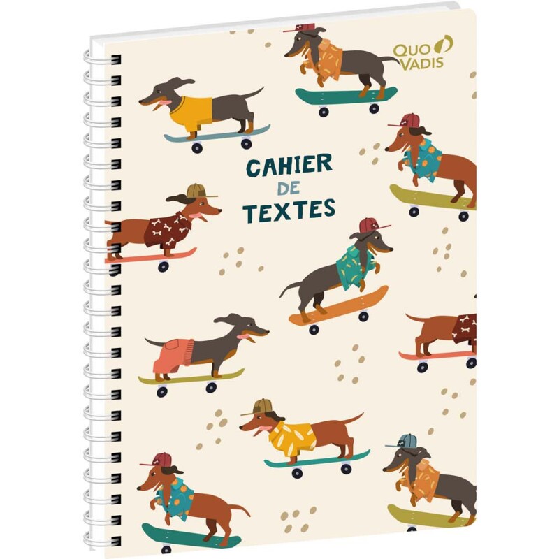 Quo Vadis - Cahier de textes - Spiralé - Français - Animascot - Journalier - 15x21 cm - par 4