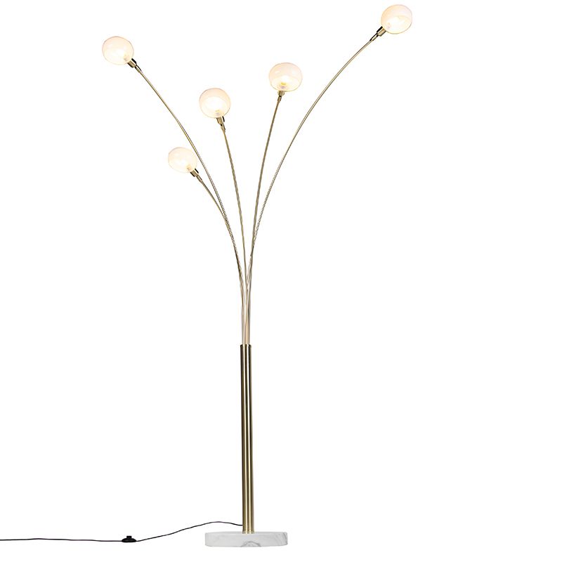 Art deco vloerlamp goud 5-lichts - Sixties Marmo