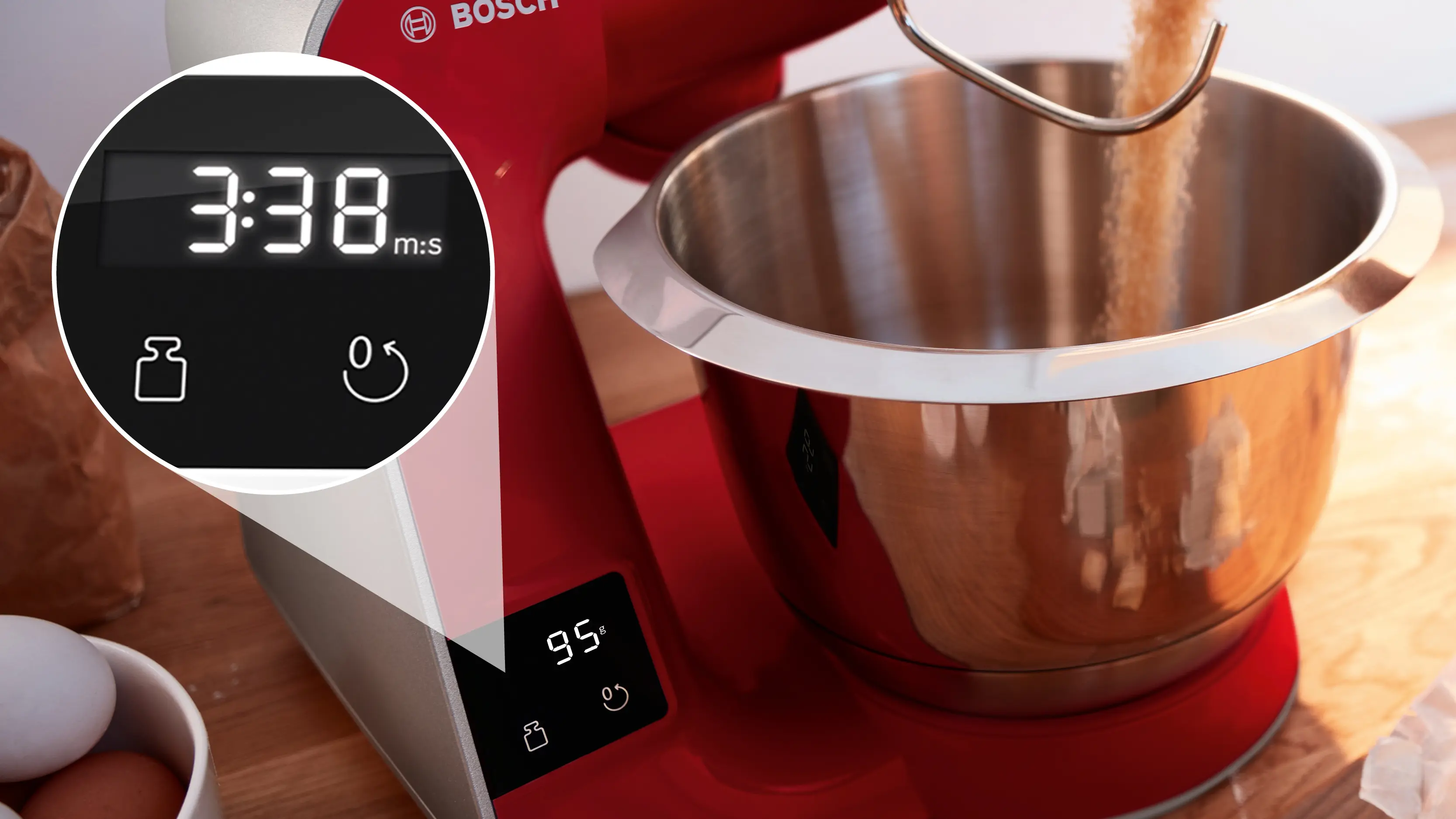 Serie 4 Keukenmachine met weegschaal en timer MUM 5 1000 W Rood, Zilver