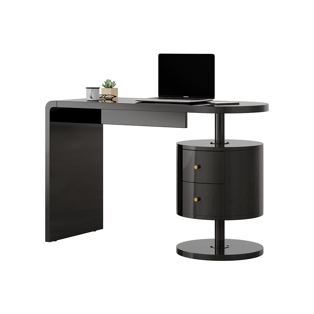 Vicco Schreibtisch Lara Schwarz Hochglanz 120 x 50 cm mit 2 Schubladen