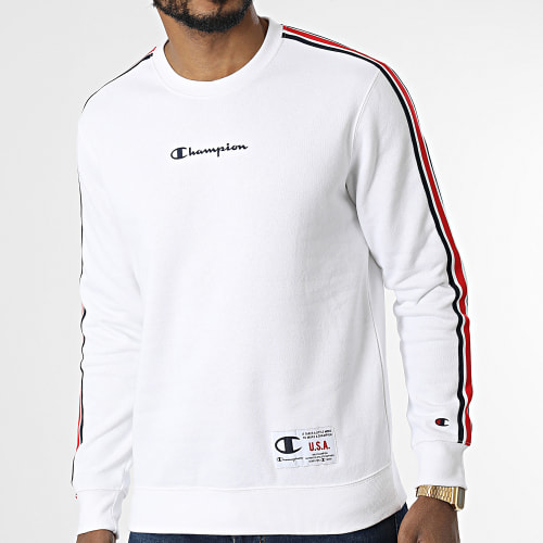 Sweat Crewneck A Bandes 217843 Blanc