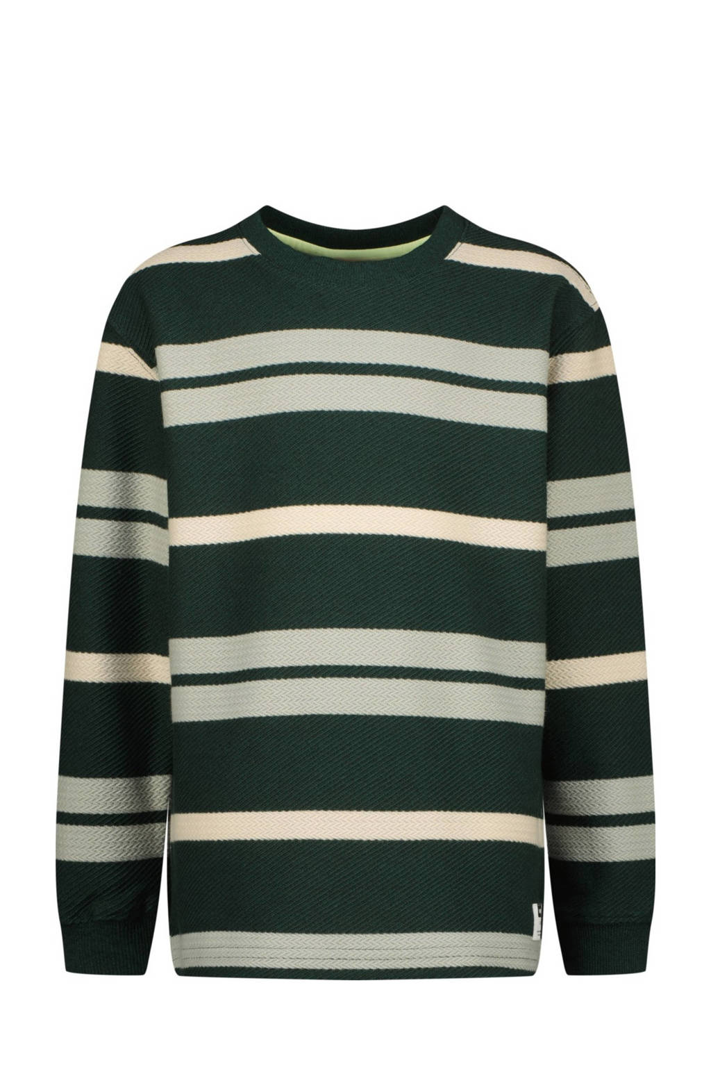 Vingino gestreepte longsleeve Jash donkergroen/ecru