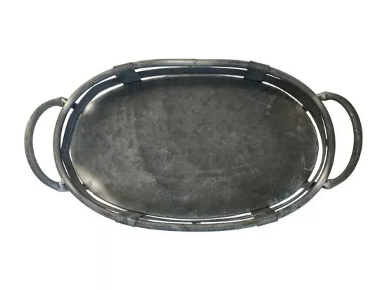 Set de 3 plateaux en métal gris L.47-40-31 cm