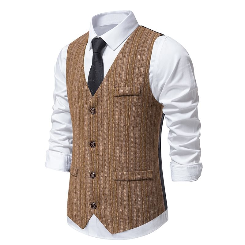 Sparrow Farm - V-hals gestreept vest met knoopjes