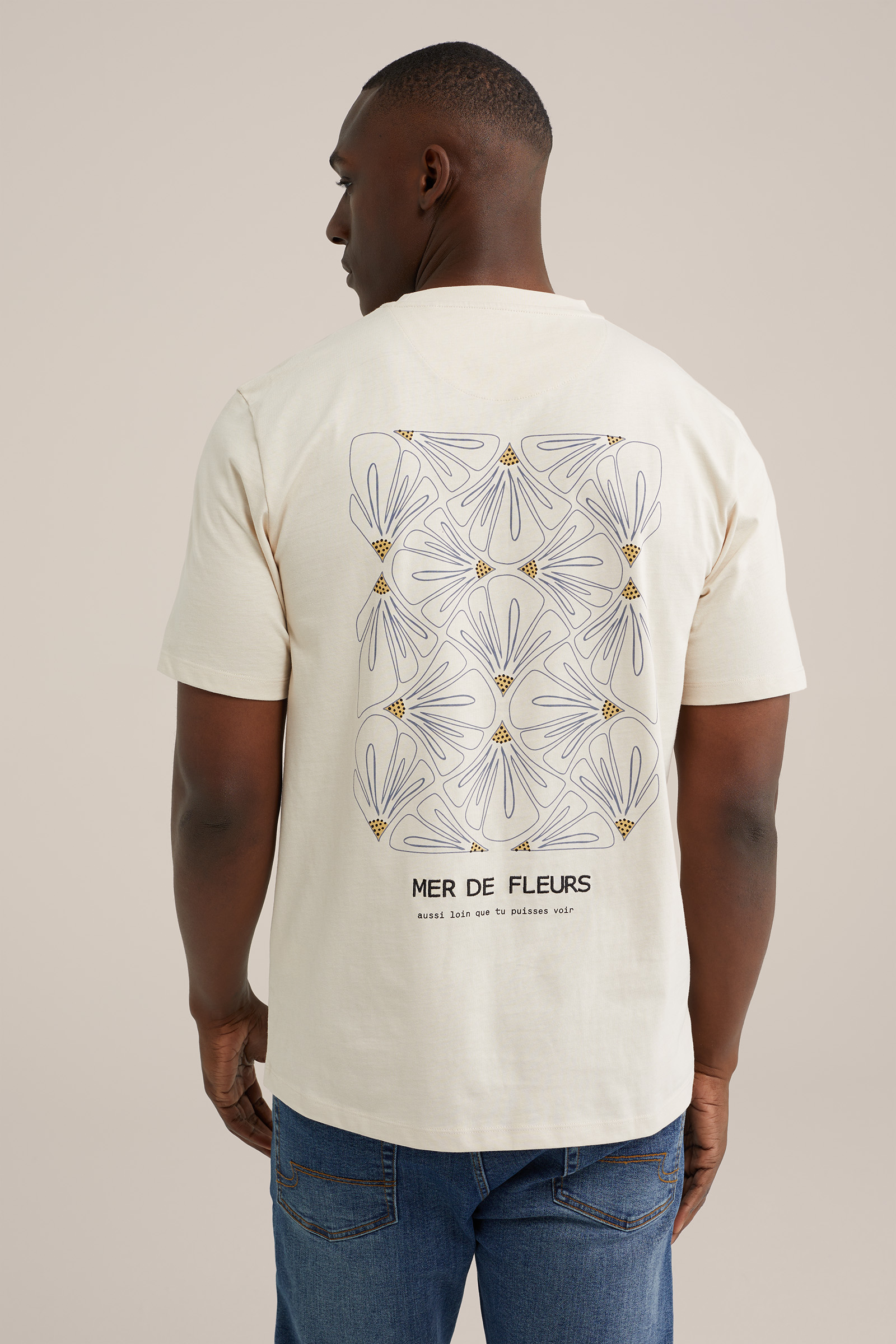 T-shirt met opdruk WE Fashion Beige