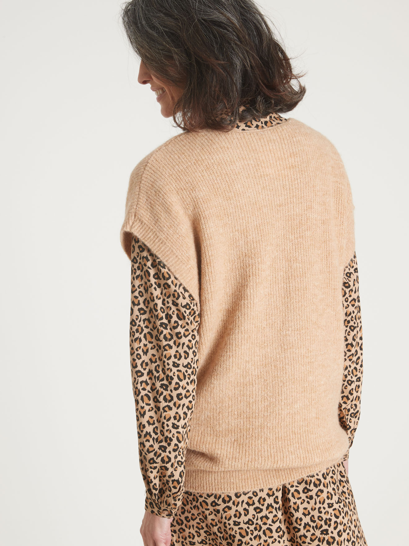 Pull sans manches avec laine et mohair