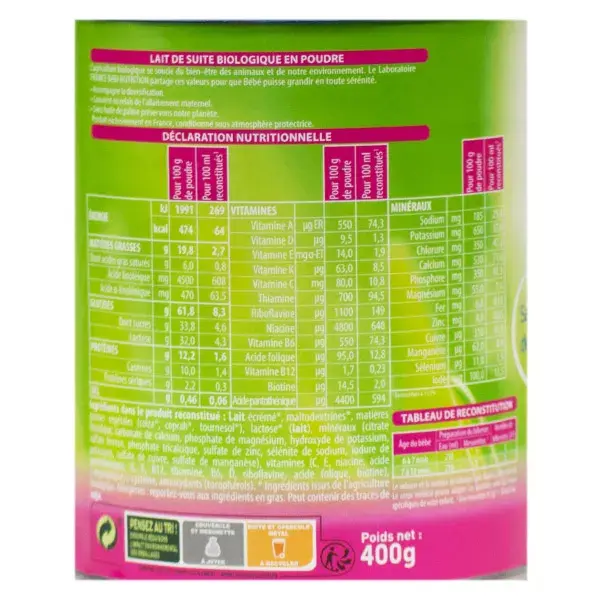 France Bébé Nutrition Leite de Seguimento Orgânico 2ª Etapa 400g