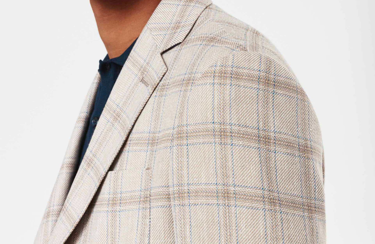 Veste casual carreaux beige