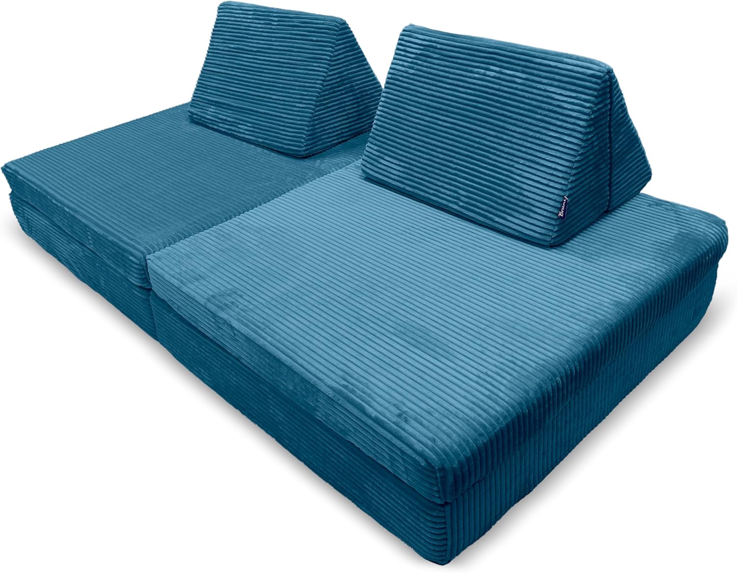 Bruni Spielsofa Cord für Kinder in Blau - großes XXL-Sofa fürs Kinderzimmer, Schlafsofa mit abnehmbarem, flauschigem Cord-Bezug, in Österreich entwickelt