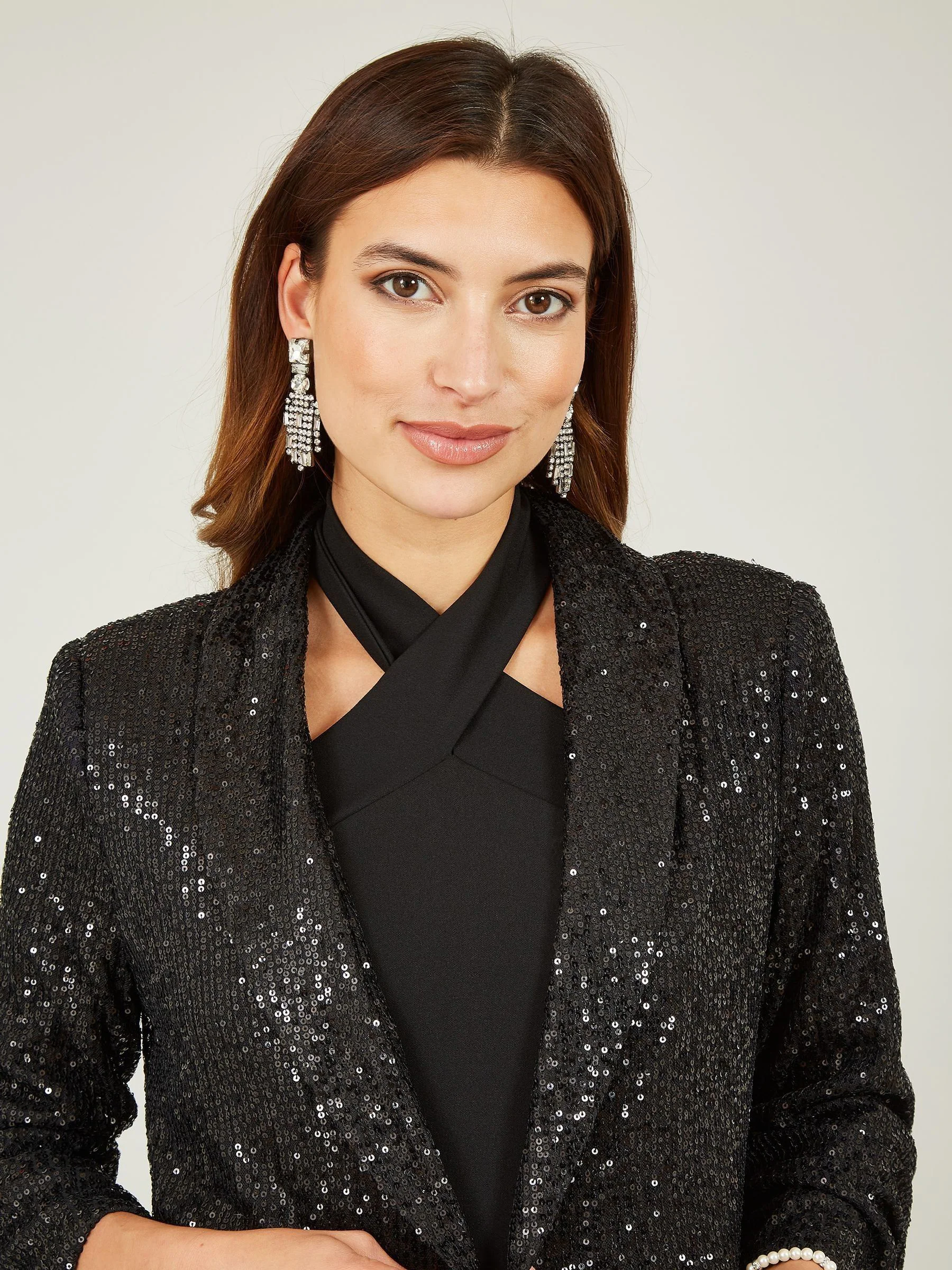 Zwart - Yumi - Blazer met lovertjes en zakken