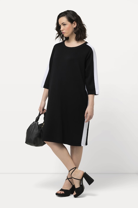 Jerseykleid, Schmuckstreifen, U-Boot-Ausschnitt, 3/4-Arm