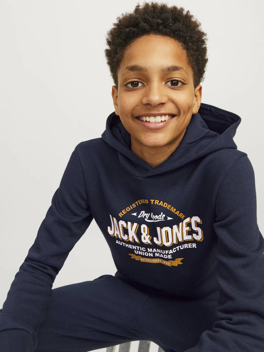 JACK & JONES hoodie JJELOGO met logo donkerblauw