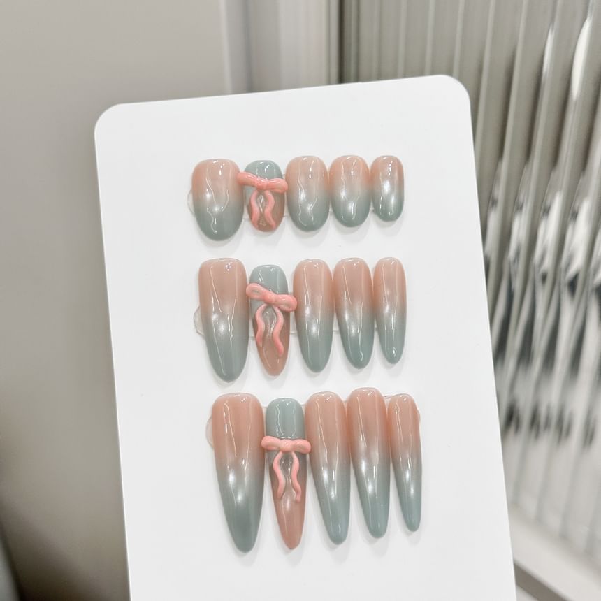 eovda - Bow Gradient Almond Press On Nail / Oval Press On Nail (Diverse ontwerpen)