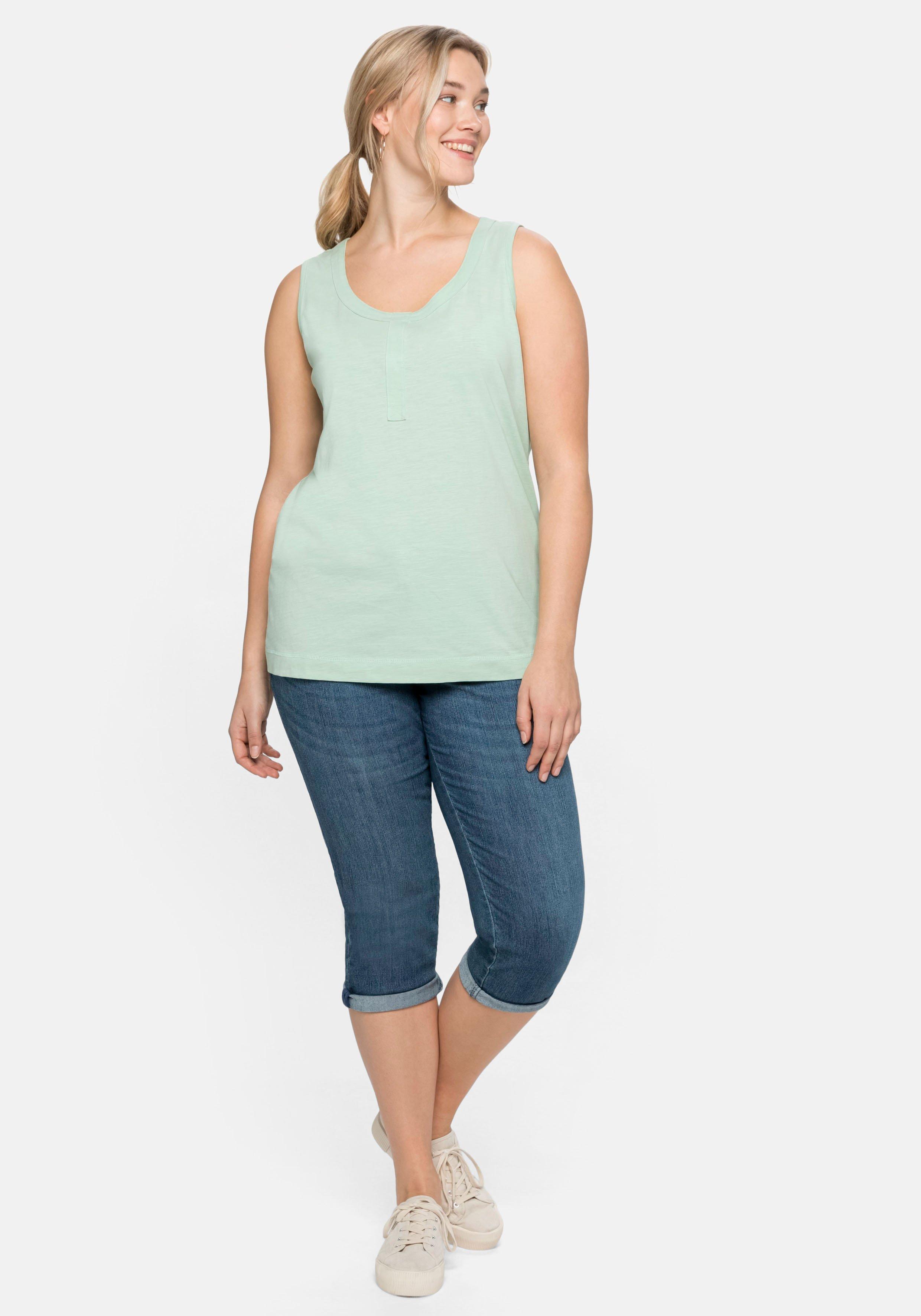 Tanktop mit Zierknopfleiste, geflammte Qualität