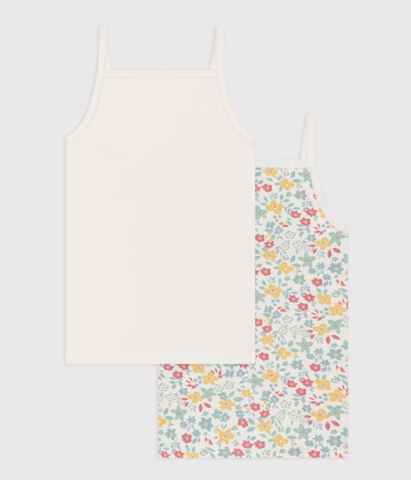 Lot de 2 chemises à bretelles fleurs en coton petite fille