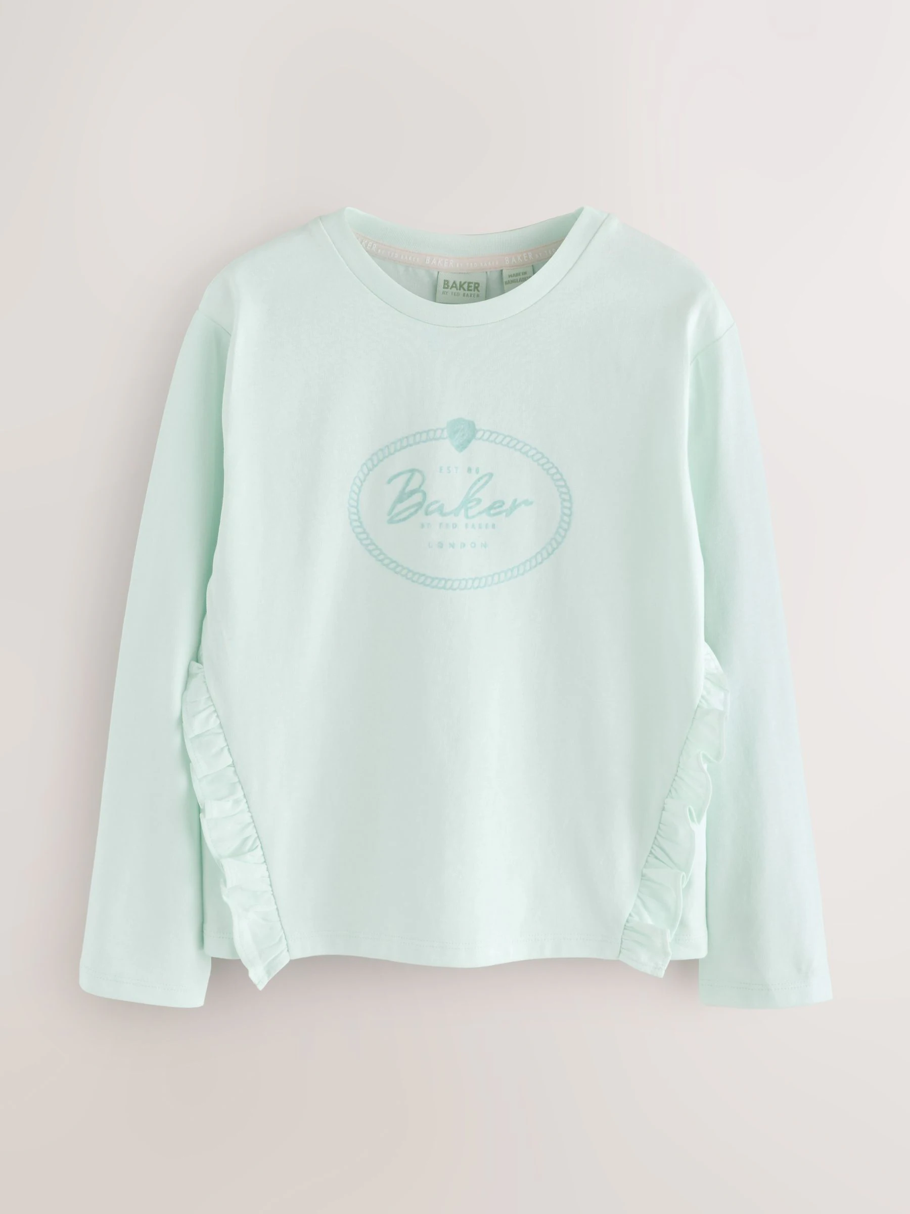 Baker by Ted Baker T-shirts met grafische print en ruches, lange mouwen, verpakking van 3