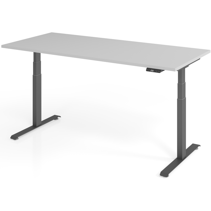 Elektrisch höhenverstellbarer Schreibtisch Tarys Ergo-0, Gestellfarbe graphit, 180 x 80 cm, grau