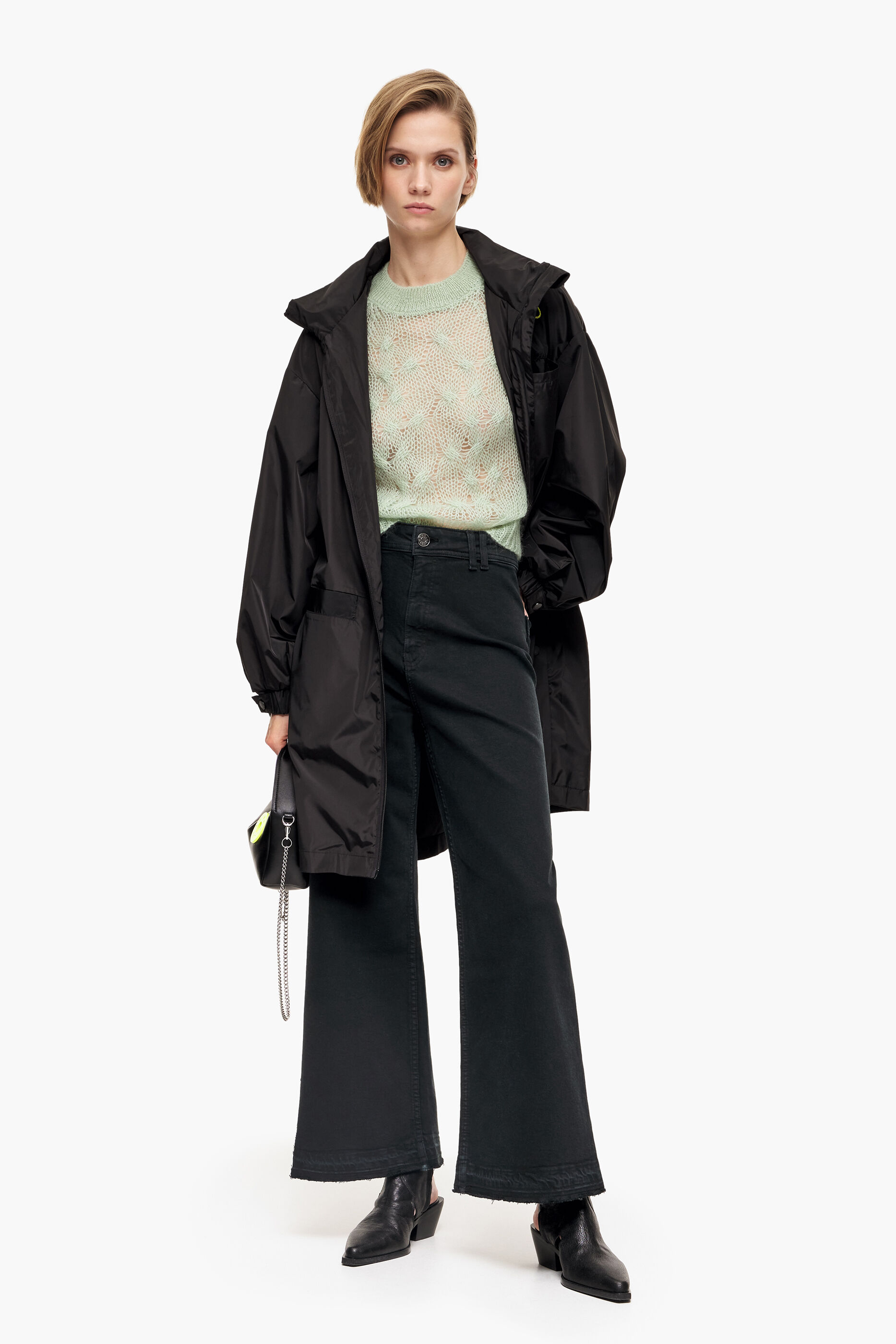 CULOTTE - Calça jeans preta de cintura alta