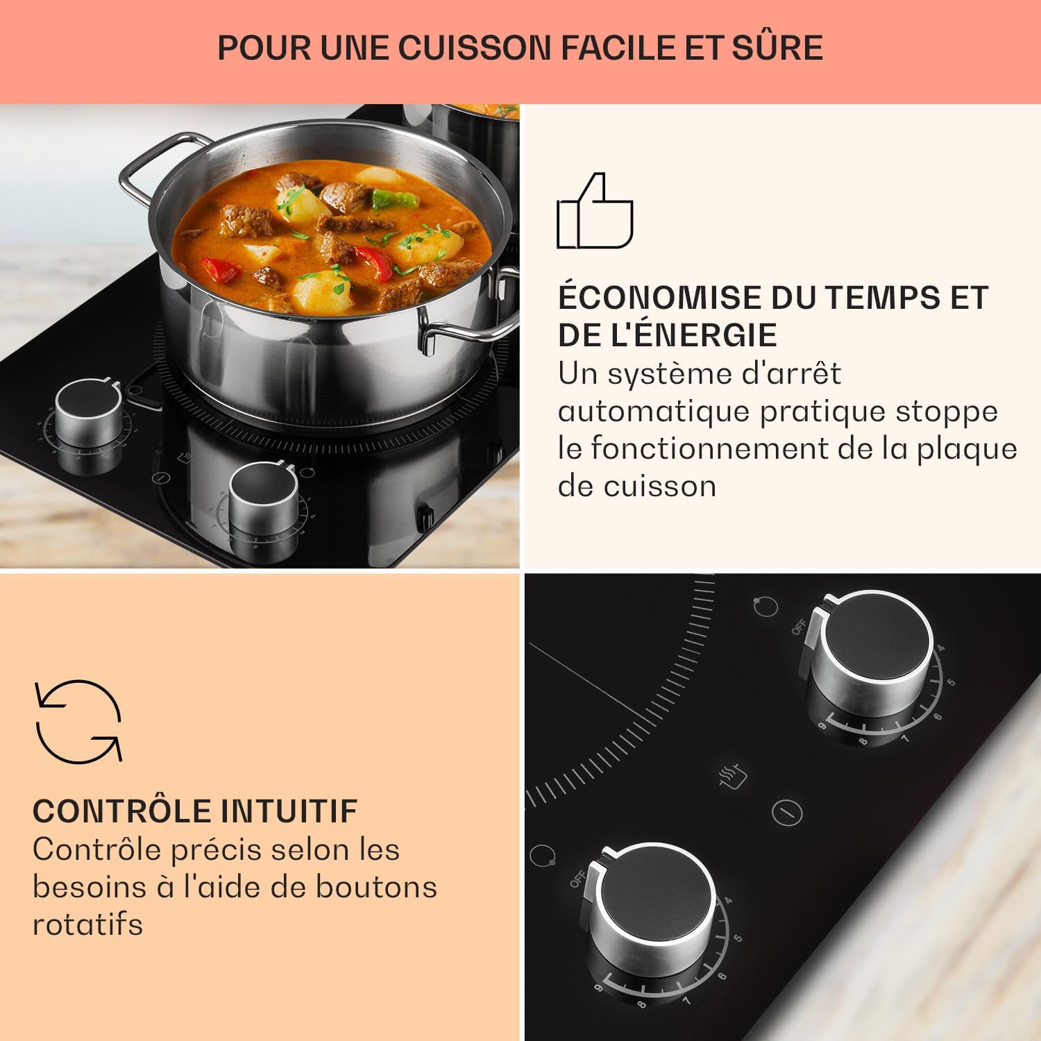Table de cuisson à induction encastrable Klarstein 2900W, table de cuisson à induction