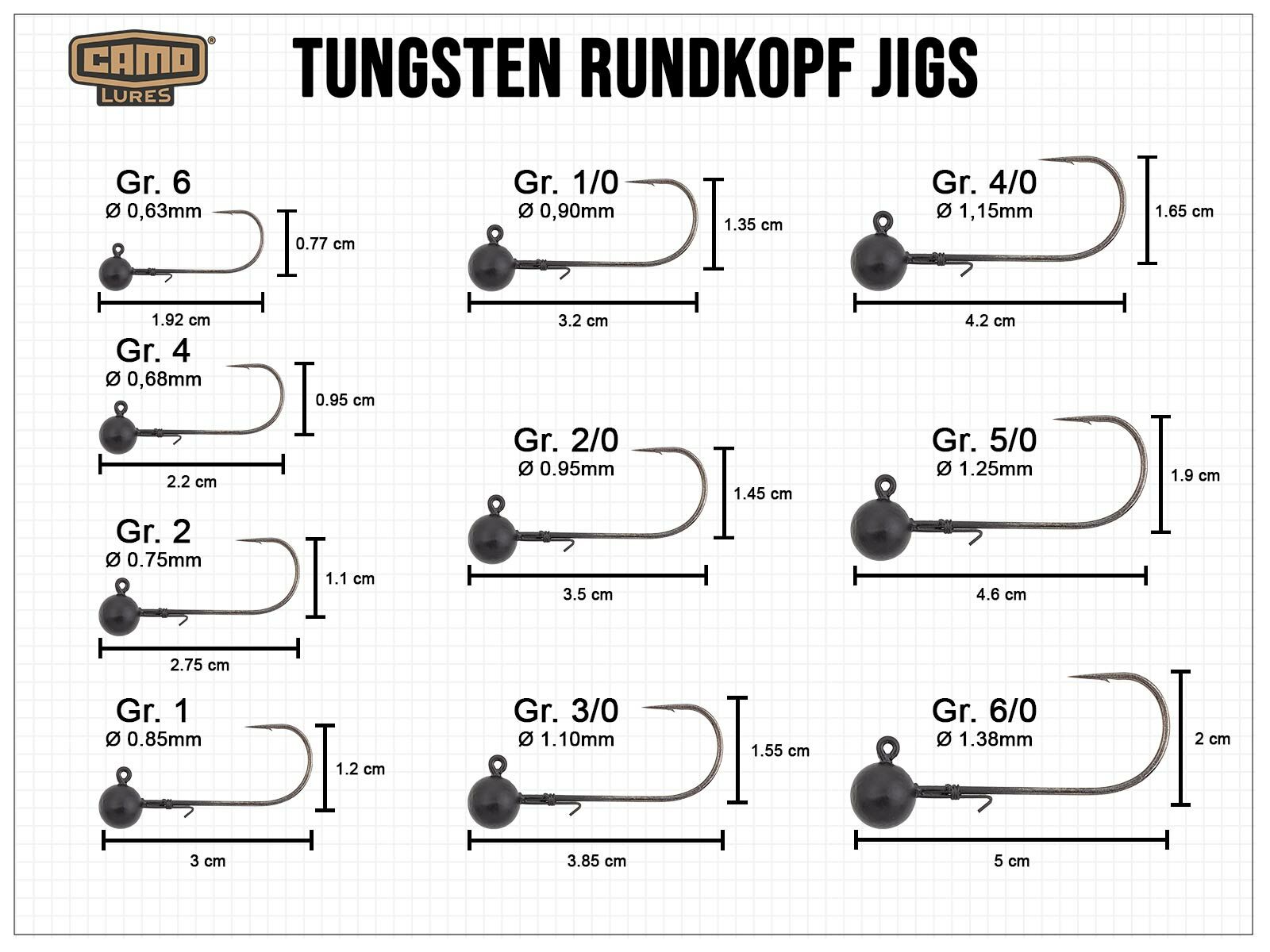 CAMO Tungsten Rundkopf Jig - Gr. 4/0 (14.0g)