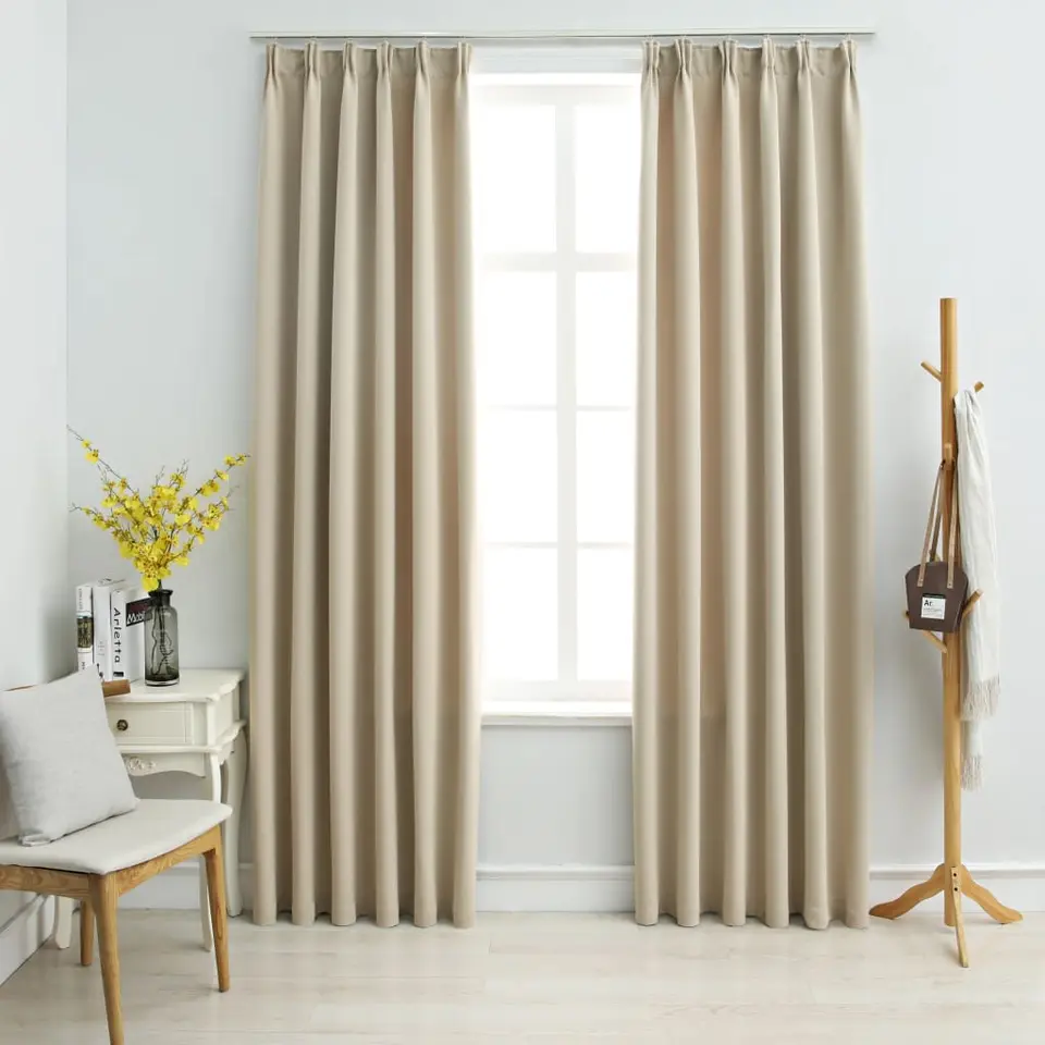 vidaXL - Gordijn - Beige - Stof - 140 x 245 cm
