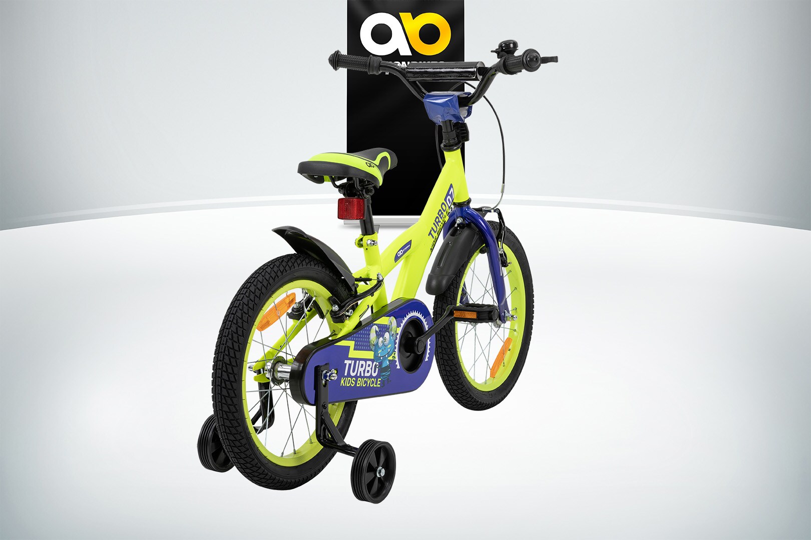 Actionbikes Kinderfahrrad Turbo 16 Zoll, Stützräder, V-Brake-Bremsen, Lenker-/Kettenschutz, Klingel