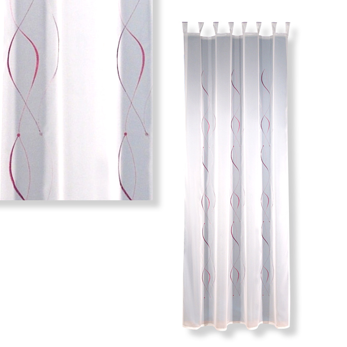 Stick-Schlaufenschal - weiß-fuchsia - 140x245 cm