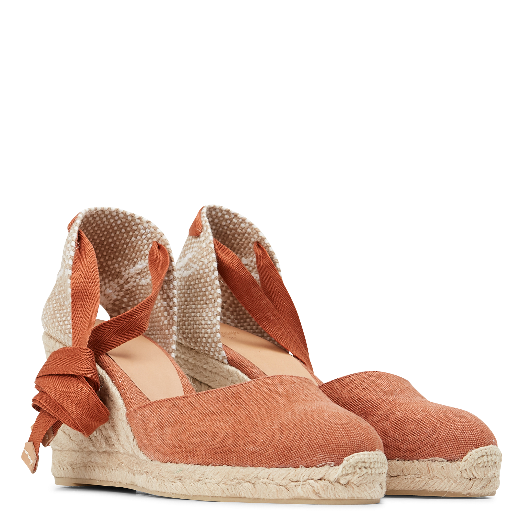 CARINA-8-002 - Espadrilles compensées en coton | Marron