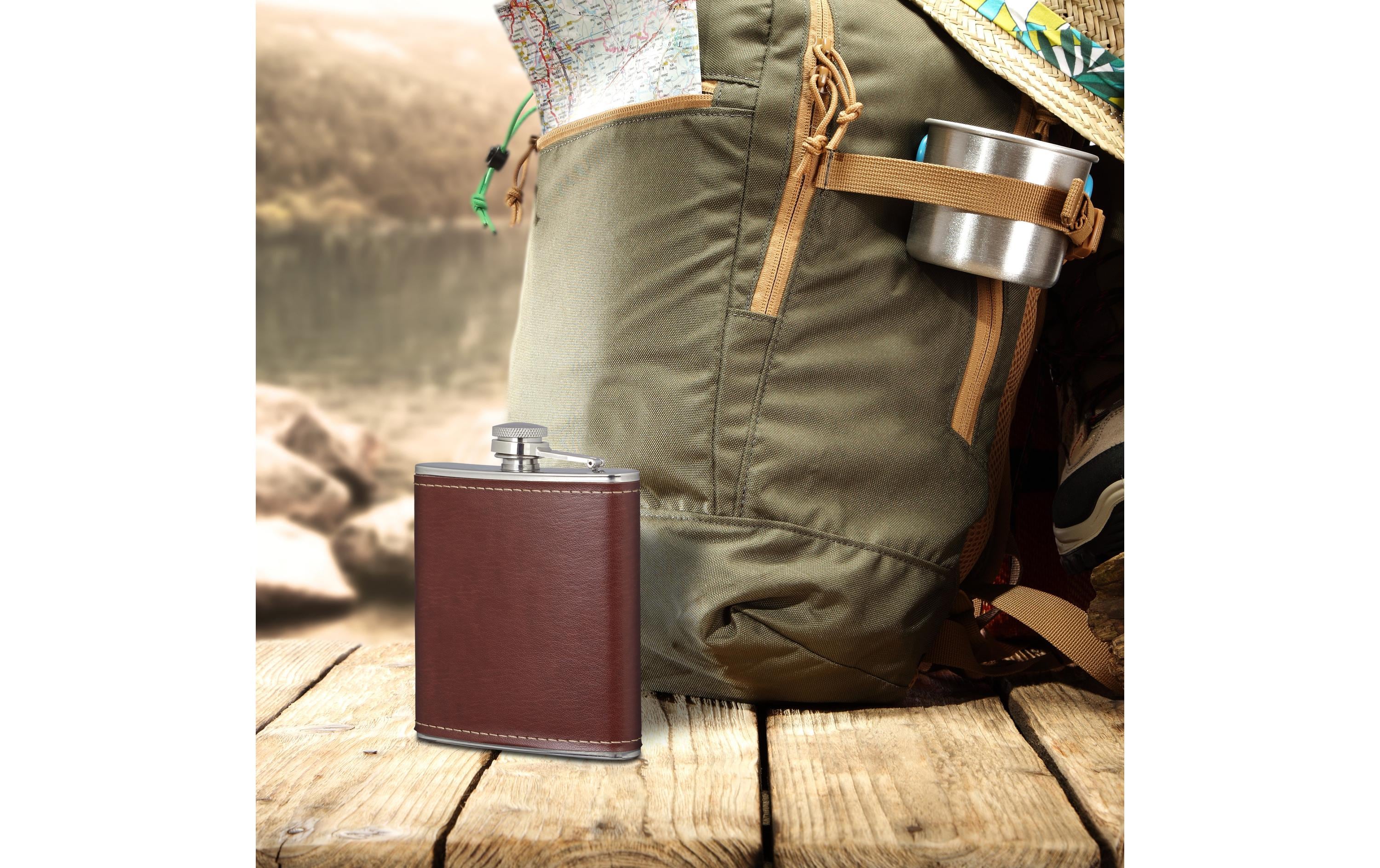 Outdoor-Flachmann mit Kunstleder 200 mlFlachmann für die Tasche